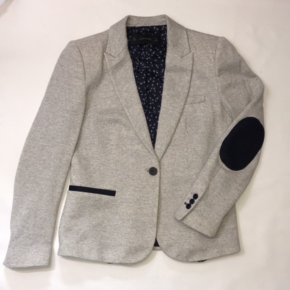 Zara heather knit jacket patch elbows